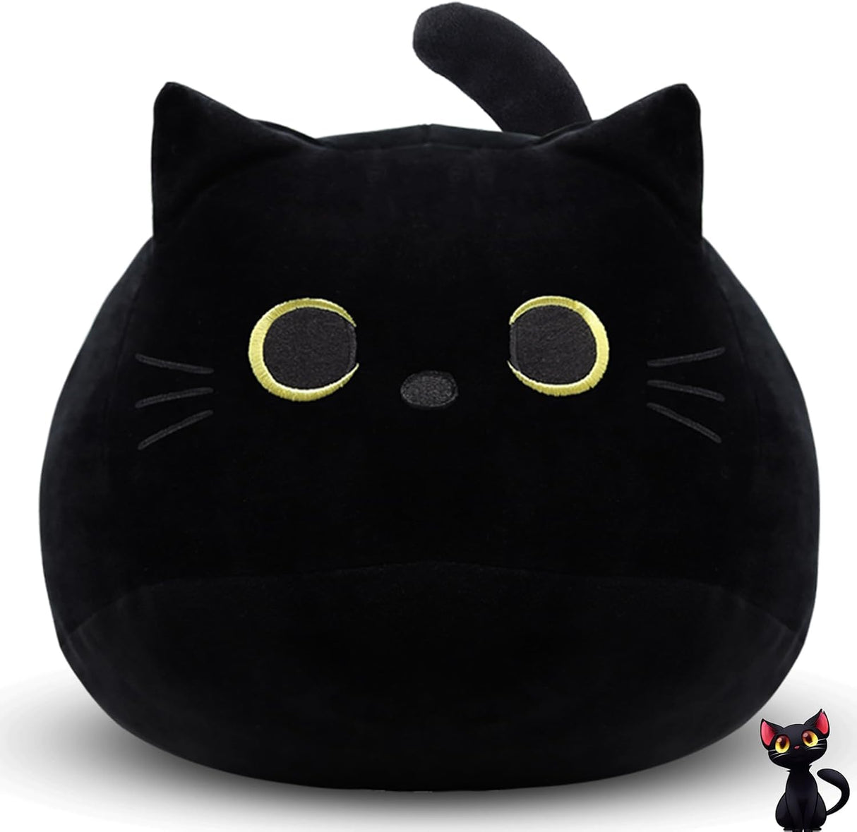 MUFEIRUO 30CM Black Cat Plush Pillow,Black Cat Stuffed Animals,Cute Cat Kitten Plushie for Boys Girls,Kawaii Cat Plush for Cat Lovers,Gift for Boys Girls Kids.