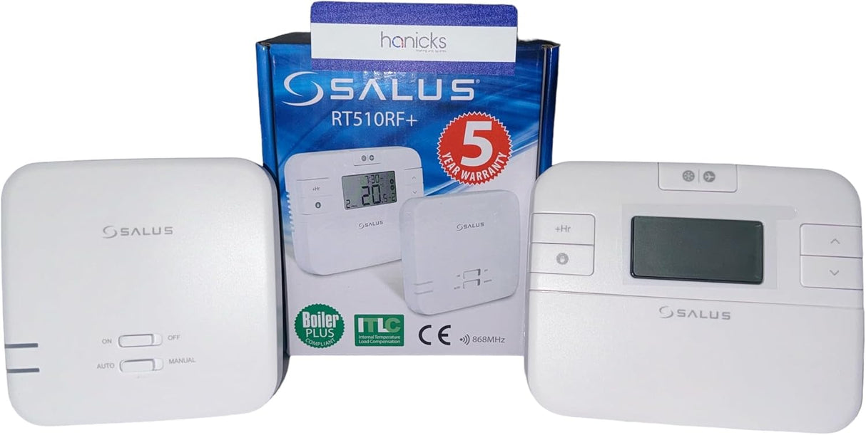 Salus RT510RF+ Wireless Programmable Digital Room Thermostat & Receiver (Replaces RT500RF) '5 Year Warranty' - Hanicks.