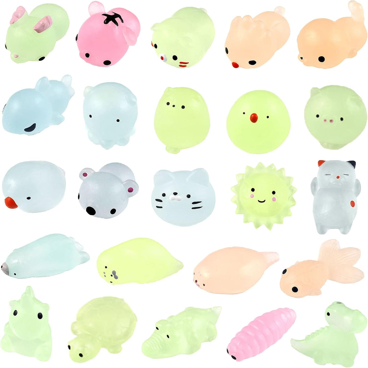 Mochi Squishy Toys for Party Bag Fillers,30Pack Moochies Squishy Animals Mini Moji Fidget Toy Small Mochi Squishes Toys Fidget,Small Prize Bag Fillers for Kids Girls Boys Party Favors/Classroom Prizes.