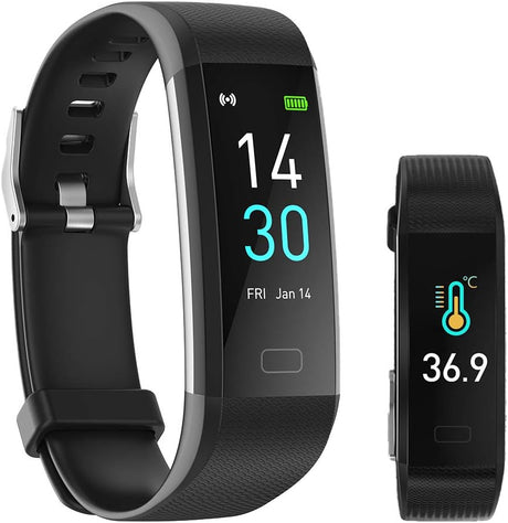 Activity Tracker Fitness Trackers Smart Watch with Body Temperature Heart Rate Blood Pressure Monitor IP68 Waterproof with Sleep Monitor Calorie Step Counter for Women Men.