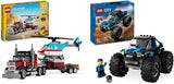 LEGO Creator 3in1 Flatbed Truck with Helicopter Toy to Propeller Plane and Fuel Lorry to Hot Rod and SUV Car Toys for 7 Plus Year Old Boys, Girls and Kids who Love Cool Vehicles, Gift Idea 31146.