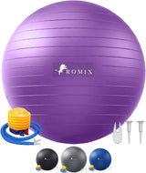 ROMIX Exercise Ball, 55cm 65cm 75cm Anti-burst Extra Thick Birthing Pregnancy Ball with Pump, Fitness Swiss Gym Yoga Ball for Labour Stability Pilates Balance Ball Workout Physical Therapy.