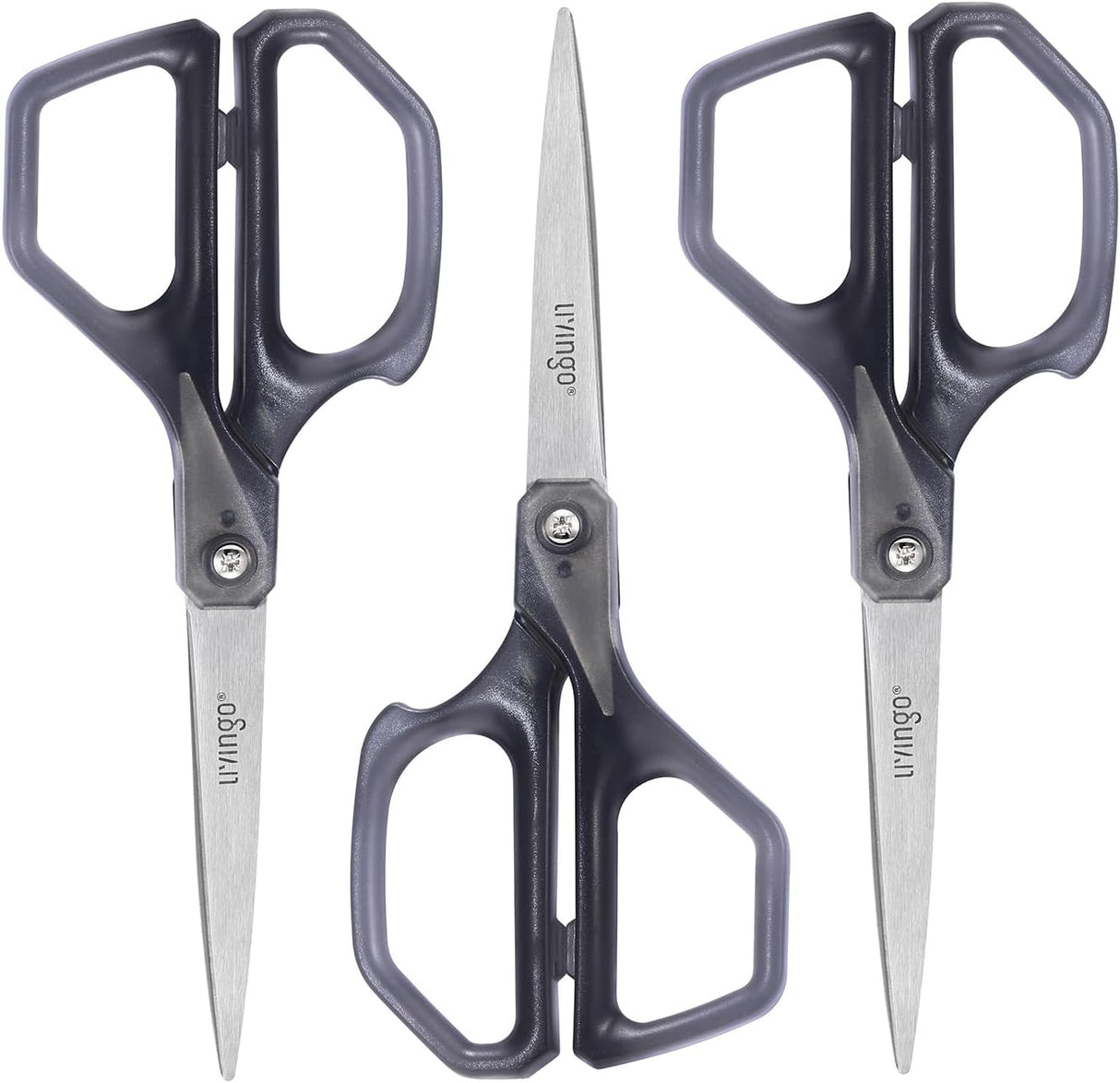 LIVINGO Crafting Scissors Set, 3 Pack 8.5" Ultra Sharp Blade Shears, Professional Ergonomic Comfort Grip Scissors for School Stationery Office Home Supplies Fabric Dressmaking DIY Cutting All Purpose