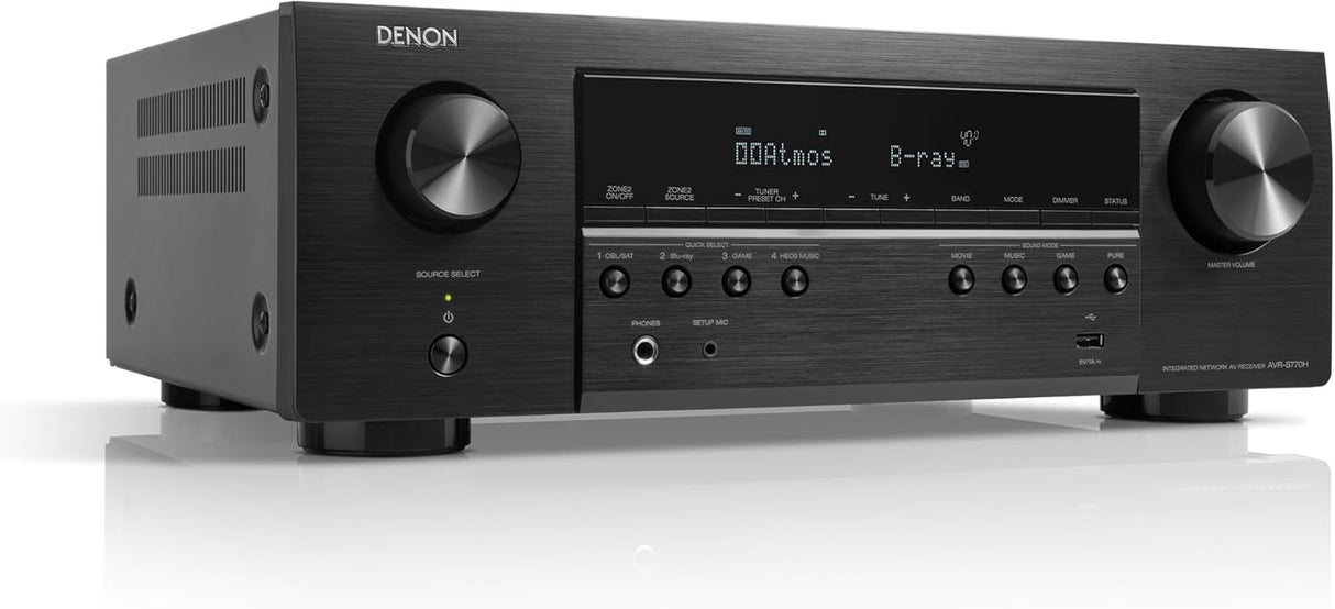 Denon AVR-S970H 8K AV Receiver, 7.2ch Home Cinema Amplifier, Dolby Atmos, DTS:X, Dolby Surround Sound, and DTS Neural:X, Alexa Compatible, Bluetooth, AirPlay 2 and HEOS Built-in Multiroom Audio, Black.