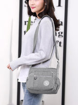 Ecohaso Crossbody Bags for Women, Multi-Pocket Lightweight Shoulder Bag Waterproof Nylon Casual Messenger Travel Bag Handbag (Gray).