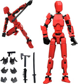 Winnsell T13 Action Figure, 3D Printed Action Figures Multi-Jointed Movable Robot Figures Lucky 13 Action Figures Activity Robot for Home Desktop Decoration Gift Signs (Red).