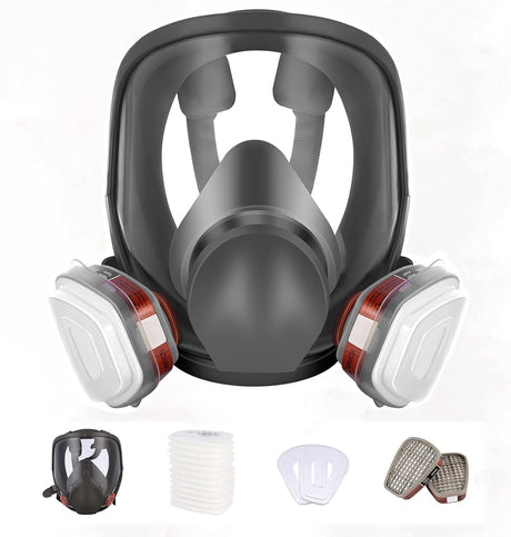 ALNUY Full Face Mask - Reusable Full Face Respirator with Filters for Spray Painting, Gas, Chemical, Sanding, Building Work, and Fine Dust.