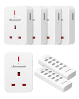 DEWENWILS Remote Control Plug Socket, 13A/3120W Heavy Duty Wireless Light Switch, 30m/100ft Long Range, Programmable, CE and RoHS Listed, 5 Pack Sockets and 2 Remotes.