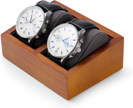 Oirlv Solid Wood Watch Stand Watch Holder with Cushion Watch Storage Stand for Watch Display and Storage (Grey Single Watch Stand).