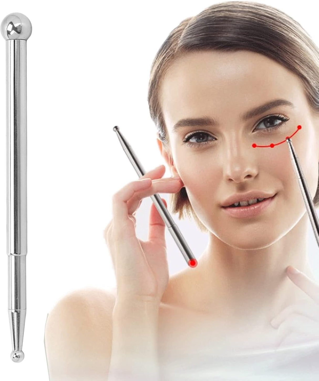 Stainless Steel Manual Acupuncture Pen, Facial Reflexology Massage Tool Retractable Acupuncture Pen, Deep Tissue Body Massage Tool Manual Pain Relief Acupuncture Pen for Home Salon Beauty.