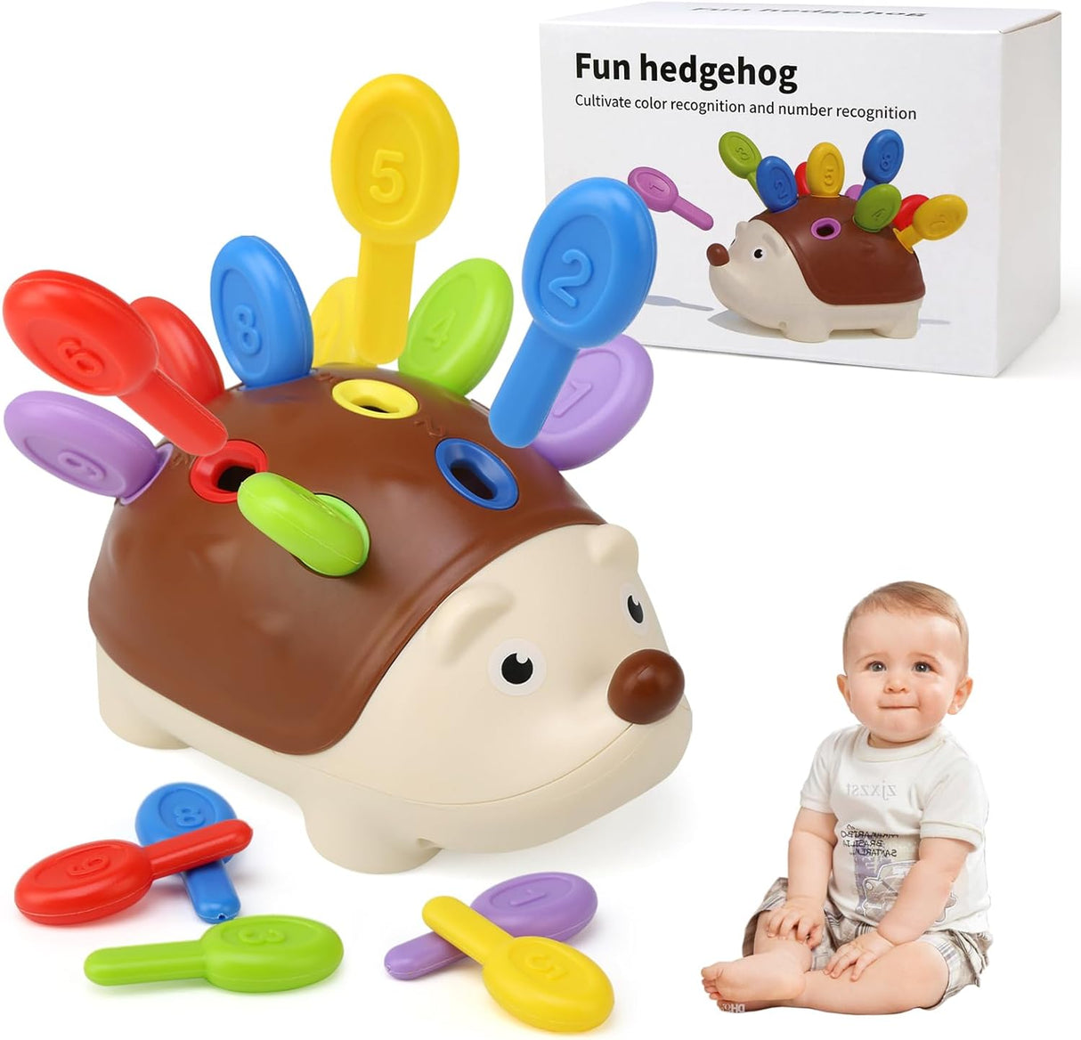 BelleStyle Baby Sensory Montessori Toys for 18 Months, Hedgehog Fine Motor Skills Toys Sorting Game Development Activity Toys Educational Learning Travel Toys for Toddlers Boys Girls 2 3 Years Old.