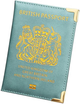 New UK Passport Holder Protector Cover Wallet PU Leather United Kingdom EU (Light Blue).