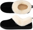 FamilyFairy Women's Memory Foam Slippers Comfy Warm Plush Fleece Lining Wool-Like Blend Cotton House Shoes Anti-Slip Indoor Outdoor Rubber Sole.