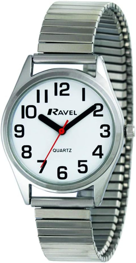 Ravel - Unisex Super Bold Sight Aid Watch with Big Numbers on Stainless Steel Expander Bracelet.