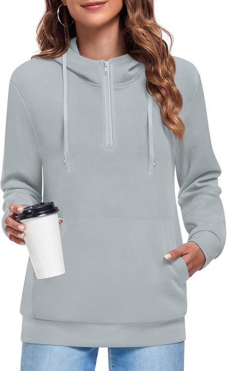 Bestbee Women's Zip-Up Hoodie Long Sleeve Sweatshirts Thin Lightweight Jacket Casual Tops with Pockets.