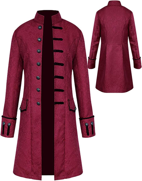 Sangdut Men's Medieval Steampunk Halloween Costumes, Male Gothic Frock Coat Victorian Court Uniform, Renaissance Bottom Vintage Adult Festival Cosplay Tailcoat.