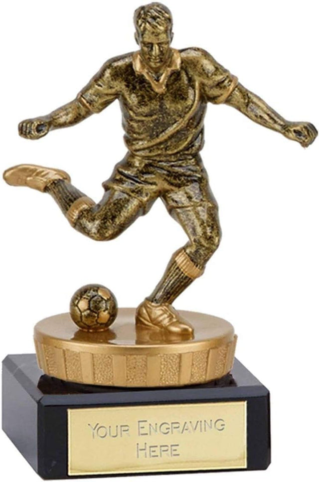 Trophies Plus Medals Gold Action Football Award On A Marble Base 10cm (3 7/8").