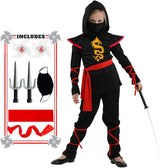 SATKULL Ninja Costume for Kids Boy Halloween Cosplay Ninja Costumes Dragon Ninja Muscle Costume Best Children Gifts.