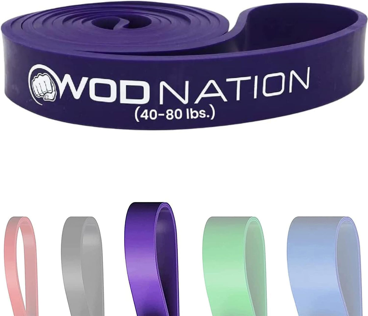 WOD Nation Resistance Bands for Men & Women - Thick Exercise Band - Stretch Bands for Exercise, Strength Training, Yoga, Stretching, Pull Up Assist, Pilates.