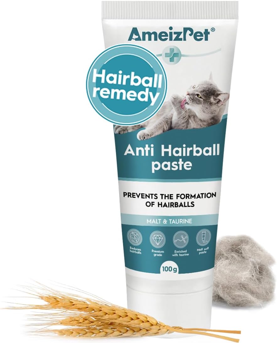 AmeizPet Hairball Remedy for Cats, Anti-Hairball Malt Paste for Pet Fur, Treatment for Long & Short Fur Cats, 100g (3.52 Oz)