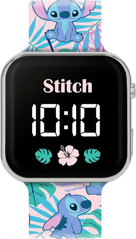 Disney Kids Lilo & Stitch LED Quartz Silicone Strap Blue Watch LAS4091.