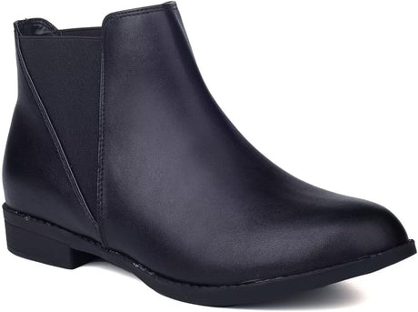 ComeShun Classic Chelsea Boots Low Block Heels Comfort Ankle Boots.