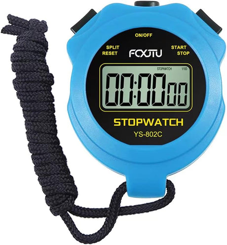 FCXJTU Simple Digital Basic Stopwatch, No Bells, No Clock, No Alarm, Simple Basic Operation, Silent, ON/Off, Pure Stopwatch for Swimming Running Training Kids Coaches Referees Teachers (1Lap Blue).