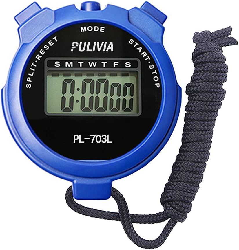 PULIVIA Sports Stopwatch Timer Lap Split Digital Stopwatch with Clock Calendar Alarm, Large Display Shockproof Stopwatch for Coaches Swimming Running Sports Training Orange (PL-703Y).