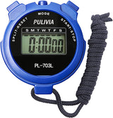 PULIVIA Sports Stopwatch Timer Lap Split Digital Stopwatch with Clock Calendar Alarm, Large Display Shockproof Stopwatch for Coaches Swimming Running Sports Training, Black.