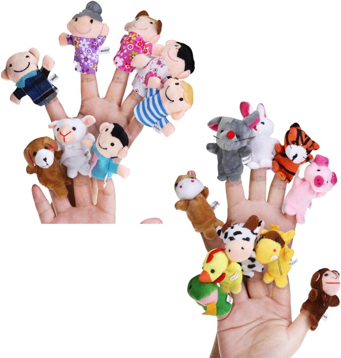 TOYANDONA 18pcs Animal Hand Finger Puppets Educational Toys Story Time Pretend Toys Theatre and Puppets 12 Animals & 6 People Roll Play House Accessories.