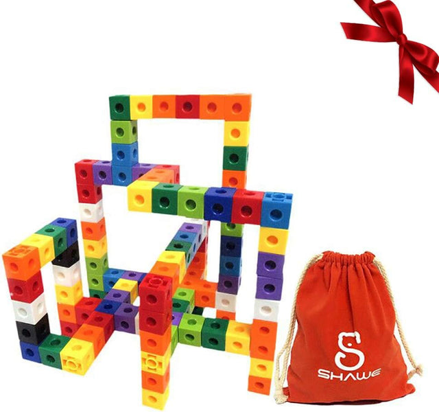 SHAWE Kids Construction , Snap Cube Autism Toys, Creative and Educational Alternative to Building Blocks - Kids Safe Material! Package in Adorable Bag (100 Pieces Cubes).