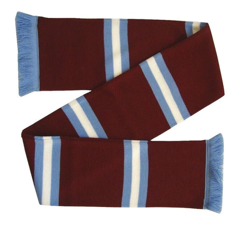 Villa Colours Supporters Retro Style Claret, Blue and White Scarf.