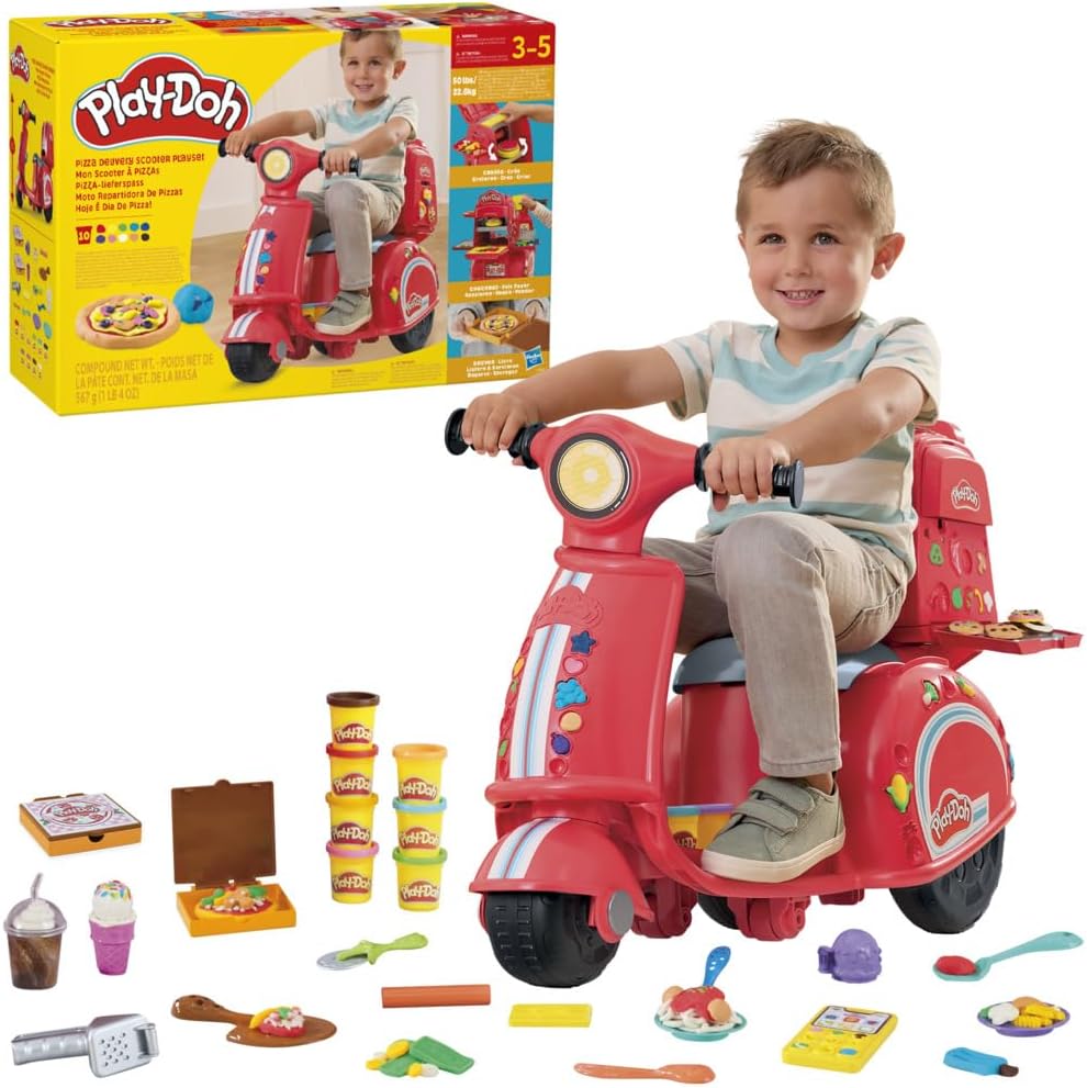 Play-Doh Pizza Delivery Scooter Playset, Kids Arts and Crafts.