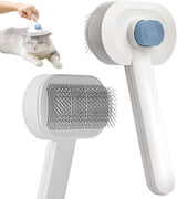 ZEWZE Self Cleaning Cat Brush，Air Cushion Brushes，Airbag Massage Comb Brush for Long or Short Haired Cats Dogs, Removes Loose hair & Tangles, Promote blood circulation，Grooming Brush (White+Blue)