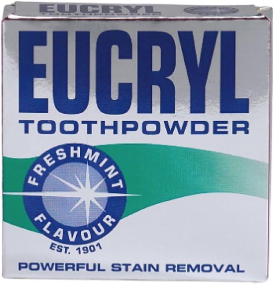 Eucryl Freshmint Toothpowder, Tooth Whitening Powder, Powerful Stain Remover, For Tobacco, Tea, Coffee & Wine Stains, Unique Polishing Action, 1 x 50g.