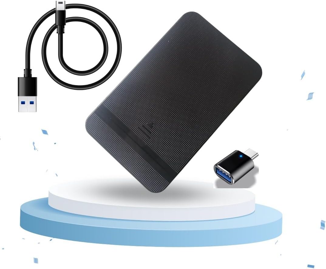 ezekers Portable 1TB External Hard Drive HDD — USB 3.0 & USB C for PC, Mac, PlayStation, Phone & Xbox - Ultra Fast.