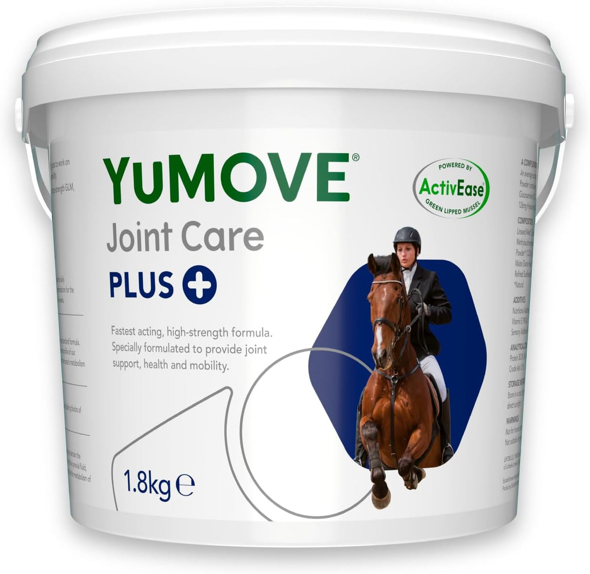 YuMOVE Plus Horse | Double Strength Joint Supplement for Horses and Ponies, with Glucosamine, Chondroitin, Green Lipped Mussel | All Ages and Breeds | Tub, 1.8 kg