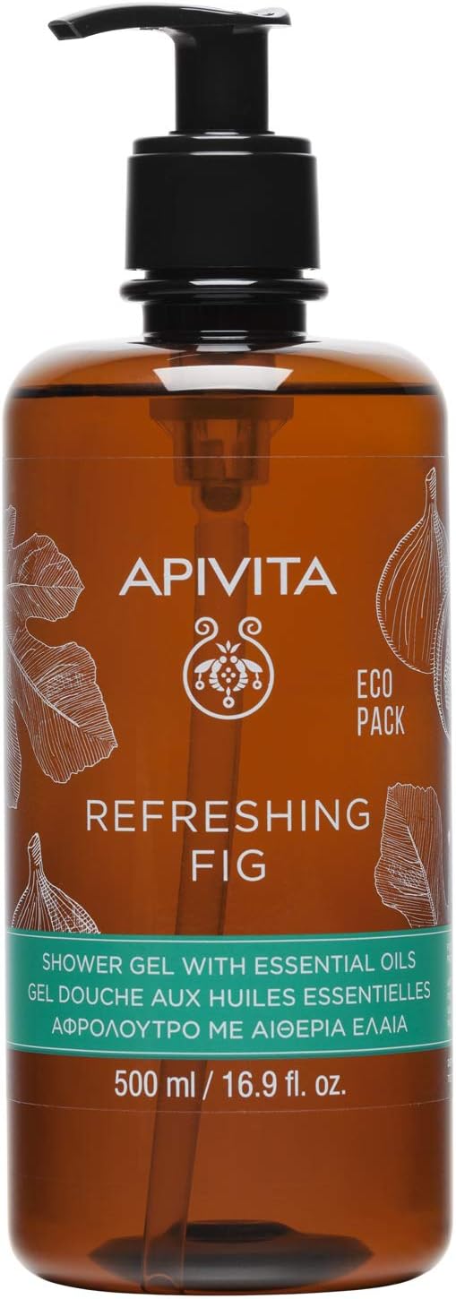 Apivita Refreshing Fig Shower Gel 500ml - Shower Gel Body Wash with Fig - Body Cleanser That Gently Cleanses and Revitalizes.