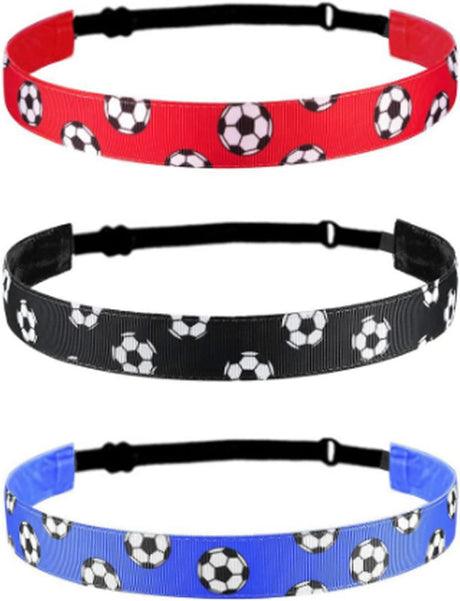 3 Pcs Adjustable Non-Slip Soccer Headband Athletic Head Band Sweatbands Sports Non Slip Ring for Boys and Girls Sports.