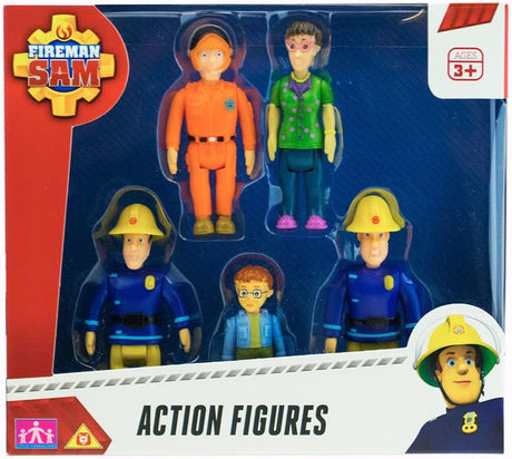 Fireman Sam Action Figures 5-pack, scaled play preschool poseable figures, imaginative play.