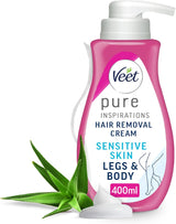 Veet Hair Removal Cream, 400ml, Veet Pure Sensitive Skin Hair Removal Cream, Depilatory Cream, Hair Removal Cream For Women, Hydrating, Exfoliating, Results In 5 Minutes.