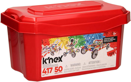 K'NEX | Creation Zone Building Set 50 Model | 417 Piece Educational Learning Kit with Storage Tub, Engineering Construction Toys for Kids 5+ | Basic Fun 16511.