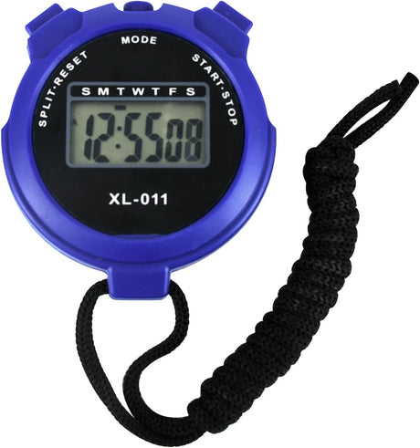 Digital Sports Stopwatch Timer Stopwatch Large Display Interval Training Timer Outdoor Split Stop Watch Lap Timer Digital Calendar Alarm Clock Referee Watch for Training Swimming Running(Blue).