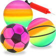 Gukasxi 3 Pcs Inflatable Beach Ball with Pump, Inflatable Sport Balls Football Basketball Rainbow Ball Outdoor Playground Garden Bouncy Beach Balls Toy Summer Games for Kids Boys Girls and Adults.