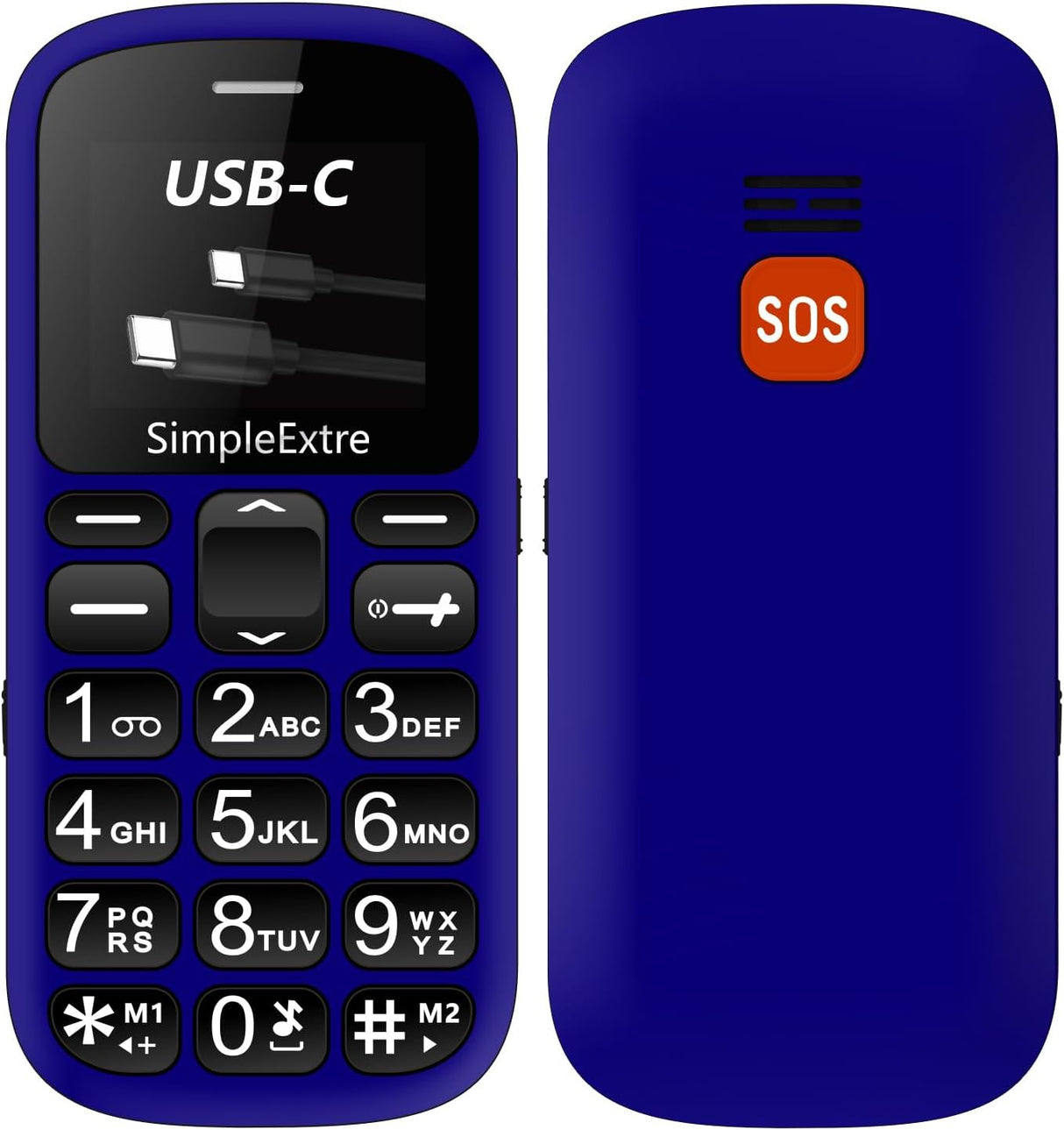 SimpleExtre Senior 1 Big Button Mobile Phone for Elderly, SIM Free Unlocked Mobile Phones with SOS Button | Loud Volume | USB-C Charging | Simple System | Talking Numbers | FM Radio | Torch.