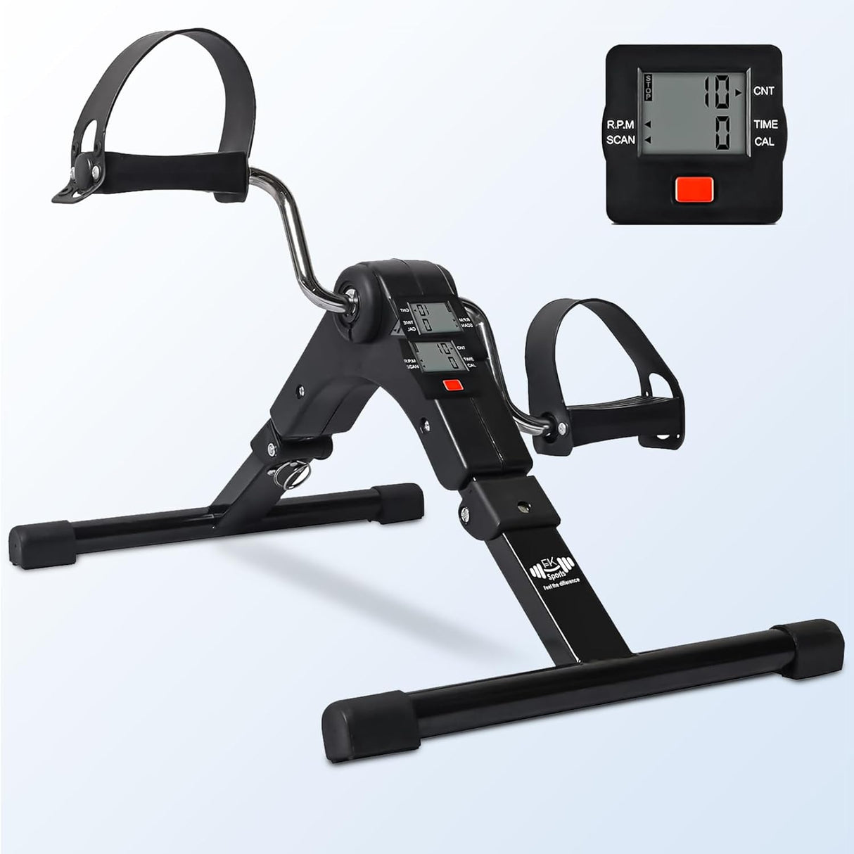 FK Sports Pedal Exerciser Bike | Portable Home Fitness Mini Exercise Bike | Arm Leg Folding Exerciser Fitness Cycling | LCD Monitor and Adjustable Resistance.