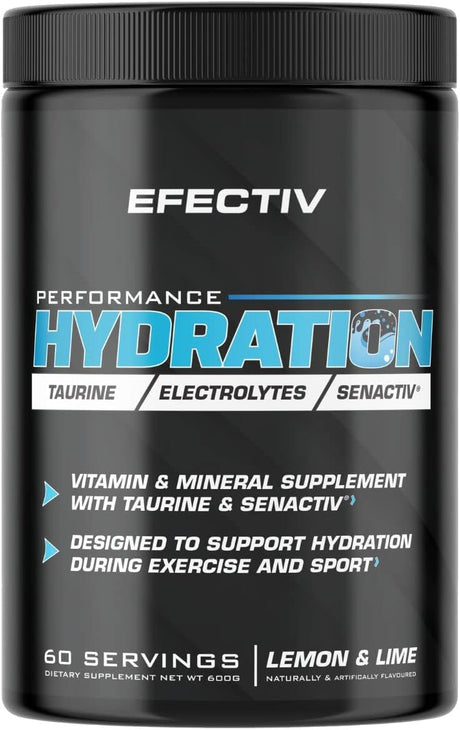 EFECTIV Performance Hydration | Taurine | Electrolytes | SENACTIV | Vitamin and Minerals | 60 Servings | 600g (Lemon & Lime).