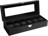 Uten Watch Boxes 6 Slots, Watch Display Storage Box PU Jewelry Collection Case Organiser Holder.