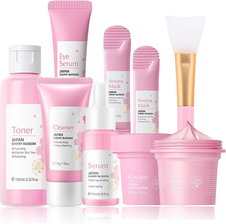 Skincare Gifts For Teenage Girls,Cherry Blossom Skincare Sets,Facial kit,Pamper Sets For Women Gifts,Skin Care Sets & Kits with Cleanser, Face Serum, Face Cream,Toner,Eye Cream,Mask (7PCS Sakura).