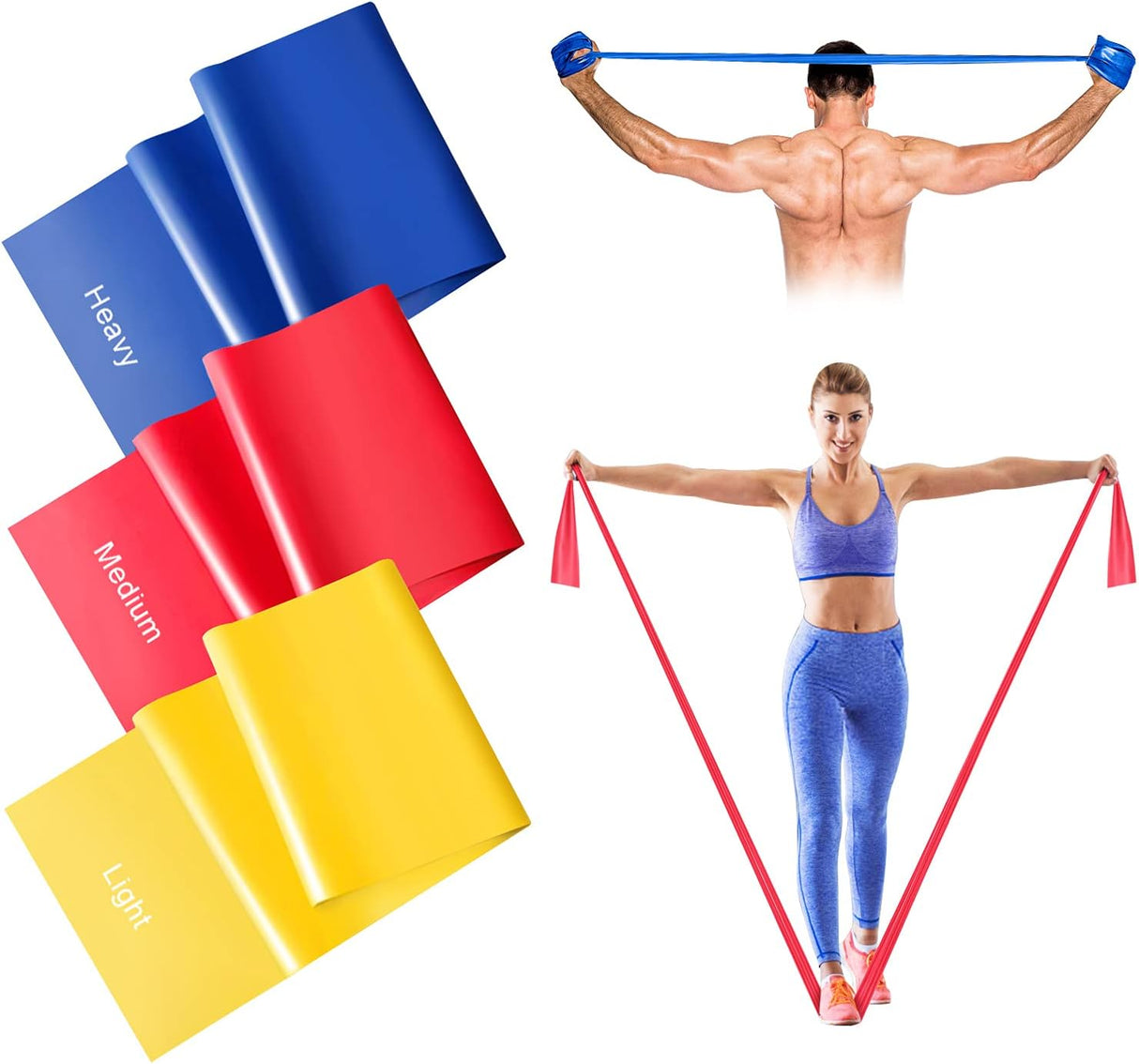 2M Resistance Bands, Suright Long Resistance Bands Set Women/Men, Exercise Bands Pilates Bands with 3 Resistance Levels, Ideal for Stretching, Yoga, Gym, Fitness.